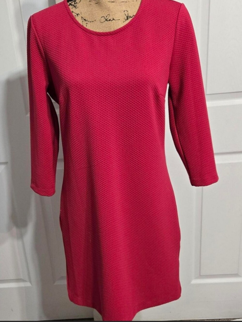 Daisy Fuentes Hot Pink Textured Sheath Dress